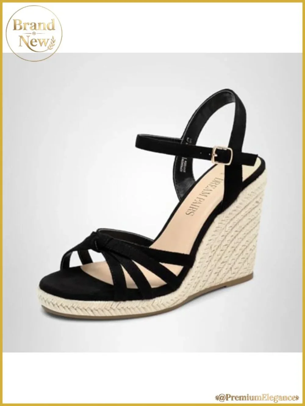 Women's Espadrille Wedge Sandals Strappy Raffia 4.13-Inch Heel Casual